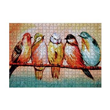 Cakapuzzle Daldaki Renkli Kuş Sanatsal Görsel 120 Parça Ahşap Puzzle