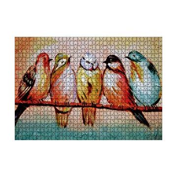 Cakapuzzle Daldaki Renkli Kuş Sanatsal Görsel 120 Parça Ahşap Puzzle