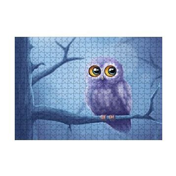 Cakapuzzle Daldaki Sevimli Gri Baykuş 120 Parça Ahşap Puzzle