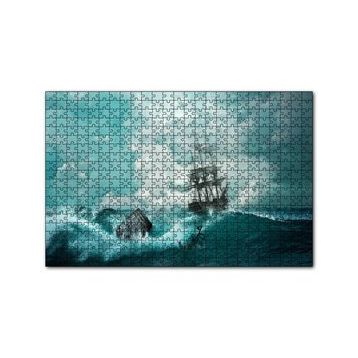 Cakapuzzle Dalgalar Arasında Gulet ve Bulutlu Gökler 120 Parça Ahşap Puzzle