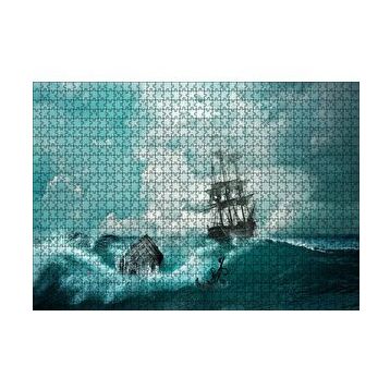 Cakapuzzle Dalgalar Arasında Gulet ve Bulutlu Gökler 120 Parça Ahşap Puzzle