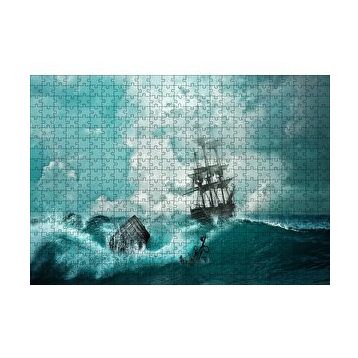 Cakapuzzle Dalgalar Arasında Gulet ve Bulutlu Gökler 120 Parça Ahşap Puzzle