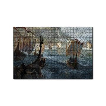 Cakapuzzle Dalgalı Denizde Viking Gemileri 120 Parça Ahşap Puzzle