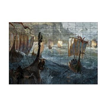 Cakapuzzle Dalgalı Denizde Viking Gemileri 120 Parça Ahşap Puzzle