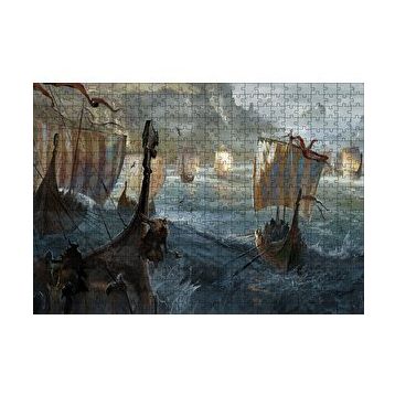 Cakapuzzle Dalgalı Denizde Viking Gemileri 120 Parça Ahşap Puzzle