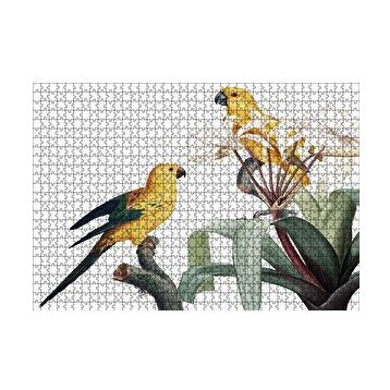 Cakapuzzle Dallar Arasında Sarı Papağanlar Gravür 120 Parça Ahşap Puzzle
