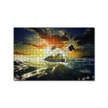 Cakapuzzle Deniz Gün Batımı Şişe 120 Parça Ahşap Puzzle