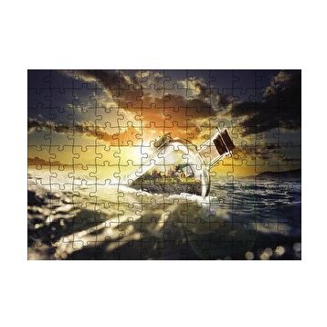 Cakapuzzle Deniz Gün Batımı Şişe 120 Parça Ahşap Puzzle