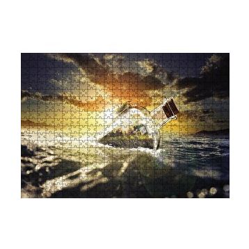 Cakapuzzle Deniz Gün Batımı Şişe 120 Parça Ahşap Puzzle