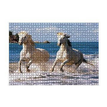 Cakapuzzle Denizde Koşan Beyaz Atlar 120 Parça Ahşap Puzzle