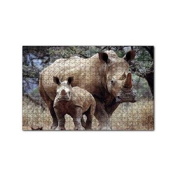 Cakapuzzle Dev Anne Gergedan ve Sevimli Yavrusu 120 Parça Ahşap Puzzle
