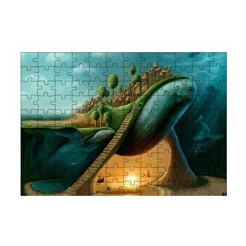 Cakapuzzle Dev Balinanın Sırtındaki Şehir 120 Parça Ahşap Puzzle