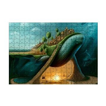 Cakapuzzle Dev Balinanın Sırtındaki Şehir 120 Parça Ahşap Puzzle