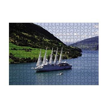 Cakapuzzle Dev Beyaz Yelkenli Manzara 120 Parça Ahşap Puzzle