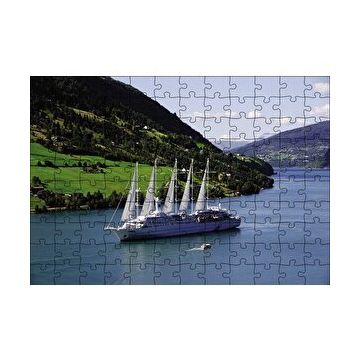 Cakapuzzle Dev Beyaz Yelkenli Manzara 120 Parça Ahşap Puzzle