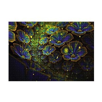 Cakapuzzle Dev Mavi Sarı Çiçekler 120 Parça Ahşap Puzzle