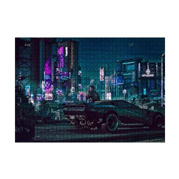 Cakapuzzle Difital Sanat Araba Möder Şehir Görseli 120 Parça Ahşap Puzzle