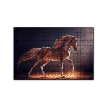 Cakapuzzle Dijital Sanat Kahverengi At Görseli 120 Parça Ahşap Puzzle
