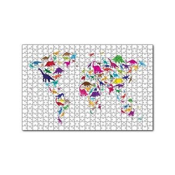 Cakapuzzle Dinozorlardan Oluşan Dünya Haritası 120 Parça Ahşap Puzzle