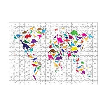 Cakapuzzle Dinozorlardan Oluşan Dünya Haritası 120 Parça Ahşap Puzzle