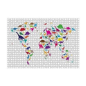 Cakapuzzle Dinozorlardan Oluşan Dünya Haritası 120 Parça Ahşap Puzzle