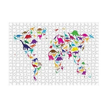 Cakapuzzle Dinozorlardan Oluşan Dünya Haritası 120 Parça Ahşap Puzzle