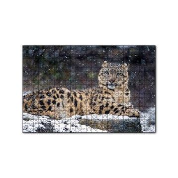 Cakapuzzle Dişi Kar Leoparı Kayalıkta 120 Parça Ahşap Puzzle
