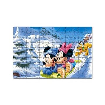 Cakapuzzle Disney Mickey Mouse Minnie Mouse Plüton Kar 120 Parça Ahşap Puzzle