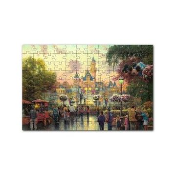 Cakapuzzle Disneyland ve Ziyaretçileri 120 Parça Ahşap Puzzle