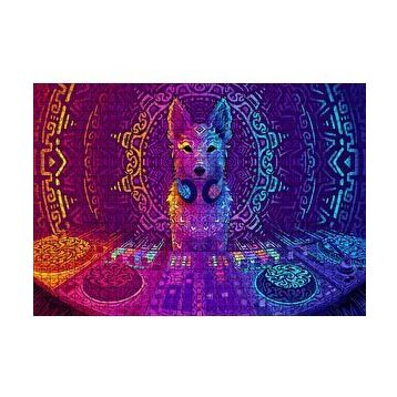 Cakapuzzle DJ Köpek ve Saykodelik Desenler 120 Parça Ahşap Puzzle