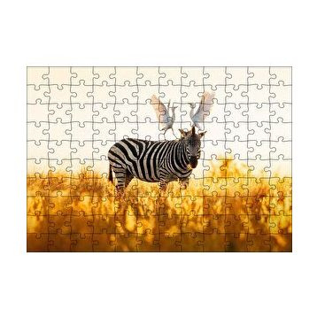 Cakapuzzle Doğada Zebra Ve Kuşlar Görseli 120 Parça Ahşap Puzzle