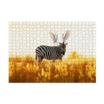 Cakapuzzle Doğada Zebra Ve Kuşlar Görseli 120 Parça Ahşap Puzzle