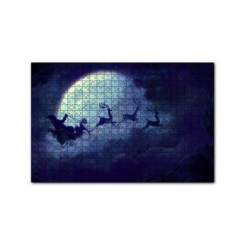 Cakapuzzle Dolunay Bulutlar Geyikler ve Noel Baba 120 Parça Ahşap Puzzle