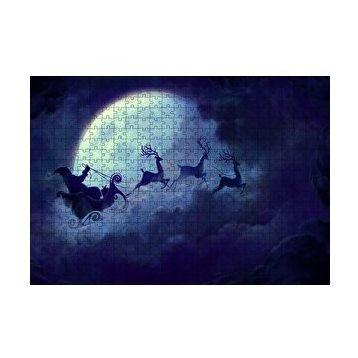 Cakapuzzle Dolunay Bulutlar Geyikler ve Noel Baba 120 Parça Ahşap Puzzle