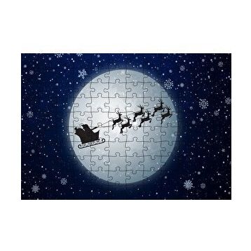 Cakapuzzle Dolunay Geyikler Kar Taneleri ve Noel Baba 120 Parça Ahşap Puzzle
