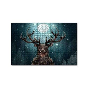 Cakapuzzle Dolunay Işığı Altında Boynuzlu Ren Geyiği Mdf 255 Parça Puzzle