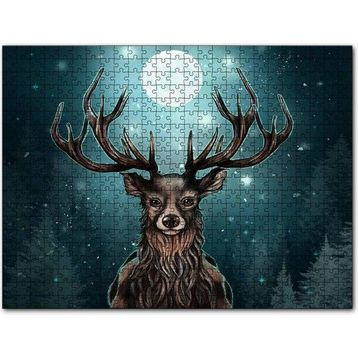 Cakapuzzle Dolunay Işığı Altında Boynuzlu Ren Geyiği Mdf 255 Parça Puzzle