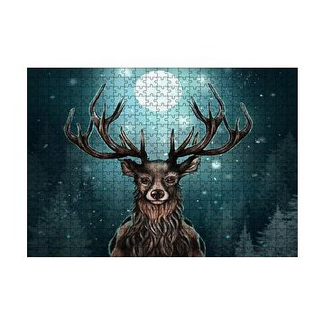 Cakapuzzle Dolunay Işığı Altında Boynuzlu Ren Geyiği Mdf 255 Parça Puzzle