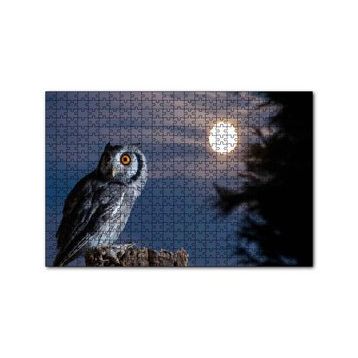 Cakapuzzle Dolunay ve Kütüğün Üzerindeki Baykuş 120 Parça Ahşap Puzzle