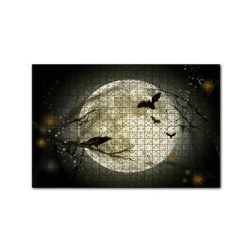 Cakapuzzle Dolunayda Karga ve Yarasalar 120 Parça Ahşap Puzzle
