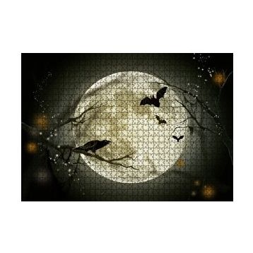 Cakapuzzle Dolunayda Karga ve Yarasalar 120 Parça Ahşap Puzzle