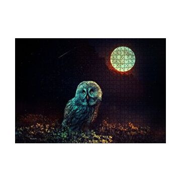 Cakapuzzle DolunayOrman ve Baykuş Sürreal 120 Parça Ahşap Puzzle