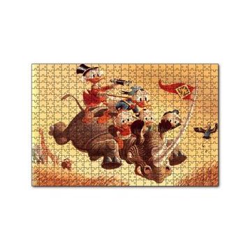 Cakapuzzle Donald Duck ve Torunları Gergedan Üzerinde 120 Parça Ahşap Puzzle
