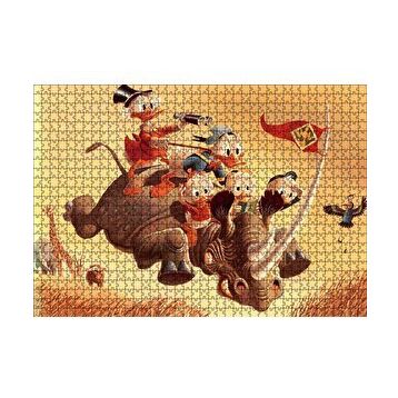 Cakapuzzle Donald Duck ve Torunları Gergedan Üzerinde 120 Parça Ahşap Puzzle