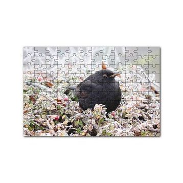 Cakapuzzle Donmuş Çalıların Arasındaki Karatavuk 120 Parça Ahşap Puzzle