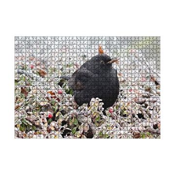 Cakapuzzle Donmuş Çalıların Arasındaki Karatavuk 120 Parça Ahşap Puzzle