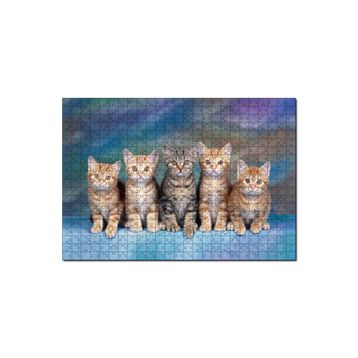 Cakapuzzle Dört Yavru Sarmanın Arasındaki Tekir 120 Parça Ahşap Puzzle