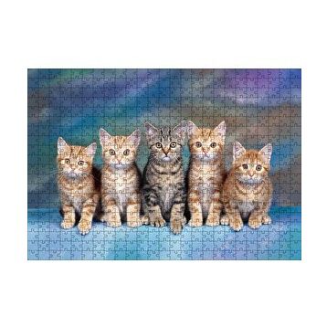 Cakapuzzle Dört Yavru Sarmanın Arasındaki Tekir 120 Parça Ahşap Puzzle