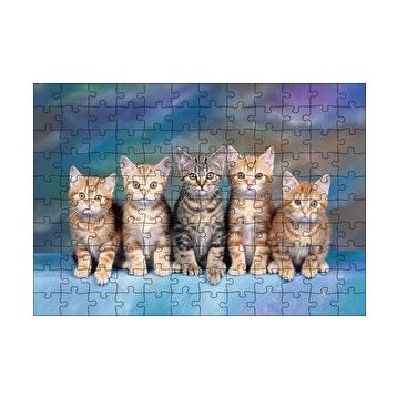 Cakapuzzle Dört Yavru Sarmanın Arasındaki Tekir 120 Parça Ahşap Puzzle