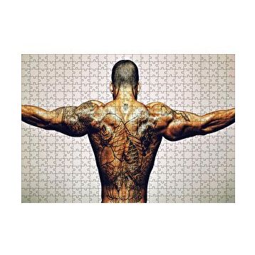 Cakapuzzle Dövmeli Adam ve Kasları 120 Parça Ahşap Puzzle
